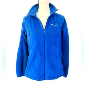 Columbia Womens Full Zip Fleece Jacket Coat Drawcord Blue Sz M Long Sleeves